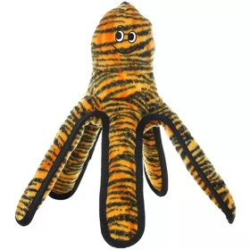 Tuffy Mega Octopus Tiger Print Dog Toy (Color: Orange & Black, size: Mega Large)