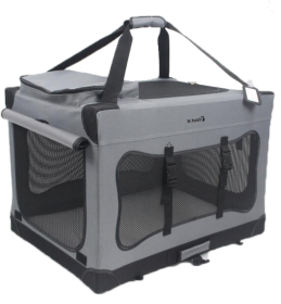 Mr. Peanut's Medium Soft Sided Portable Dog Crate (Color: Platinum Gray, size: Medium 24X18X17 in)