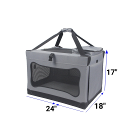 Mr. Peanut's Medium Soft Sided Portable Dog Crate (Color: Platinum Gray, size: X Large 36X24X23 in)