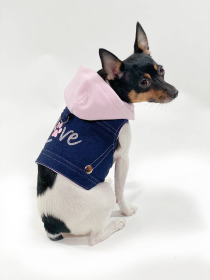 Denim Hoodie "Love" Harness Vest (SizeXXSColor: Pink)