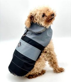 DoggieCoutureNY Water Resistant Dog Coat (Color: Gray & Black, size: MD)