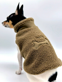 Cozy Sherpa Fleece Dog Pullover (Color: Olive, size: LG)