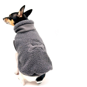 Cozy Sherpa Fleece Dog Pullover (Color: Smoke, size: XS)