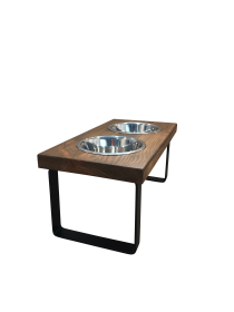 Modern Elevated Dog Bowl Stand with 2 Stainless Steel Bowls (Color: GREY, size: 10")
