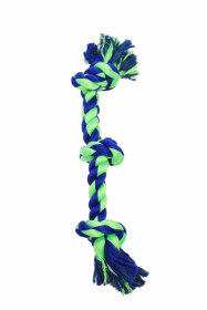 Amazing Pet Products 3 Knot Bone (Color: Blue / Green, size: 10")