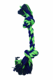 Amazing Pet Products 2 Knot Bone (Color: Blue / Green, size: 14")