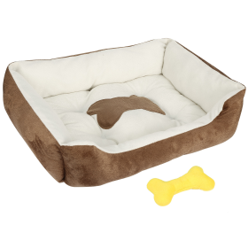 Soft Plush Dog Bed Black Gray (Color: BROWN)