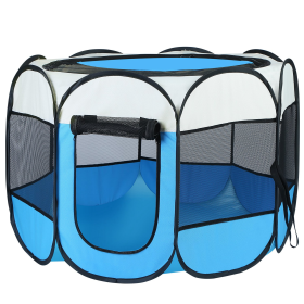 Petluv Portable Foldable Pet Tent (Color: Blue, size: L)