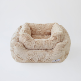 Hello Doggie Luxe Luxury Bolster Dog Bed (Color: Sand, size: small)