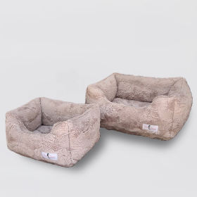 Hello Doggie Cuddle Luxury Bolster Dog Bed (Color: Taupe, size: SM)