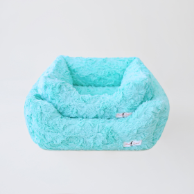 Hello Doggie Cuddle Luxury Bolster Dog Bed (Color: Aquamarine, size: SM)