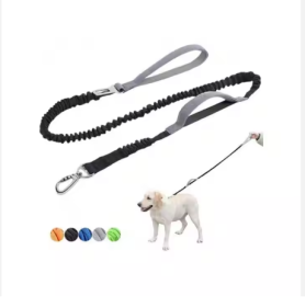 YT Pet Dog Explosion Proof Impact Leash, Heavy Duty Dog Leash With Padded Double Handle Car Seat Belts, 4-6 Feet Long (Option: M-Black)