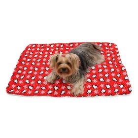 Penguins & Snowflakes Flannel/Ultra Plush Blanket (Color: Red, size: One Size)