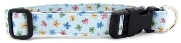 Pastel Blue Butterflies Dog Collar (Option: X-Small)