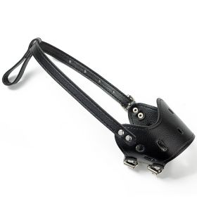 Dog Muzzle Leather, Comfort Secure Anti-Barking Muzzles for Dog, Breathable and Adjustable (Color: Black, size: S)