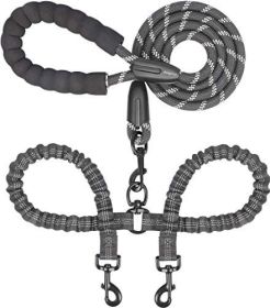 Dual Dog Leash; Double Dog Leash; 360 Swivel No Tangle Walking Leash; Shock Absorbing Bungee for Two Dogs (Color: ROYAL BLUE, size: length)