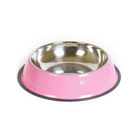 Pet Paradise Dual-Use Stainless Steel Pet Bowl (Color: Pink, size: 15)