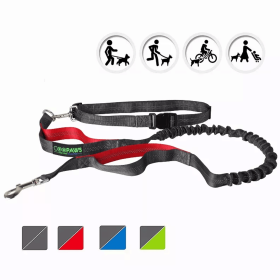 JESPET Hands-Free Bungee Dog Leash with Adjustable Waist Belt and Dual Control Handles (Size-Pack Of: 1'' X 48''-1, Color: Red)