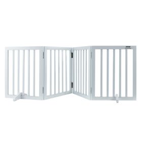 VEVOR Free Standing Dog Gate, 24" H x 80.3" W Freestanding Pet Gate, 4 Panels Foldable Dog Gate for Wide and Narrow Passageways (Width: 80.3 inches, Function: Foldable)