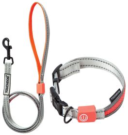 Touchdog 'Lumiglow' 2-in-1 USB Charging LED Lighting Water-Resistant Dog Leash and Collar (Color: GREY, size: small)