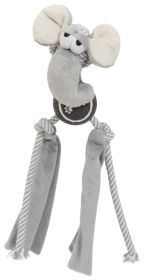 Pet Life 'Tennis Pawl' Rope Squeaker and Crinkle Tennis Dog Toy (Color: GREY)