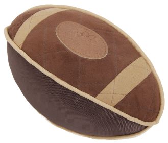 Pet Life 'Pugskin' Durable Oxford Nylon and Mesh Plush Squeaky Football Dog Toy (Color: BROWN)
