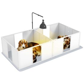PawHut Whelping Box for Dogs, Newborn Puppy Supplies with Retractable Light Stand, Waterproof Pee Pad (Color: AS PIC)