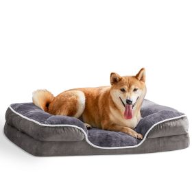 Memory Foam Pet Bed for Small Dogs & Cats with Washable Removable Cover Non-Slip Base Waterproof Liner Egg Crate Foam for Improved Sleep, grey,large (Color: AS PIC)