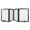 VEVOR Free Standing Dog Gate, 32" H x 96.5" W Freestanding Pet Gate, 4 Panels Foldable Dog Gate for Wide and Narrow Passageways