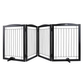 VEVOR Free Standing Dog Gate, 32" H x 96.5" W Freestanding Pet Gate, 4 Panels Foldable Dog Gate for Wide and Narrow Passageways (Width: 96.5 inches, Function: Foldable)