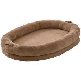 VEVOR Human Dog Bed 72x48x10in Large Human Size Dog Bed Washable Faux Rabbit Fur (Default: Default)