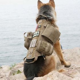 Tactical Dog Harness With Detachable Pouches (Color: Black, size: XL)