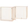 Dog Gate with Door Foldable 4 Panels 126.0 " Poplar Wood