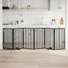 Dog Gate with Door Foldable 6 Panels Black 118.1 " Poplar Wood