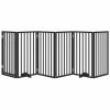 Dog Gate with Door Foldable 6 Panels Black 118.1 " Poplar Wood
