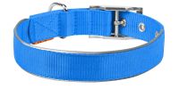 Blue Nylon Reflective Dog Adjustable Dog with Metal Buckle Heavy Duty for Large Dogs