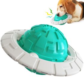 Interactive Flying Saucer Dog Chew Toy for Medium and Large Dogs (Color: Blue)