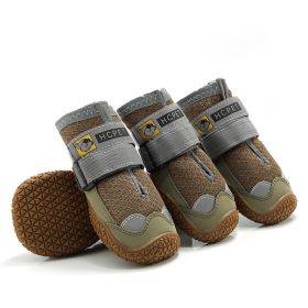 Pet Non-Skid Booties, Waterproof Socks Breathable Non-Slip with 3m Reflective Adjustable Strap Small to Large Size (4PCS/Set) Paw Protector (Color: BROWN, size: L)
