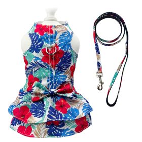 Hawaiian Harness Dress with Matching Leash (Color: Multi, size: M)