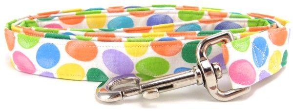 Colorful Easter Eggs on White Dog Leash (Option: Small)