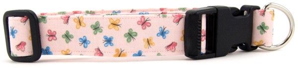 Pastel Pink Butterflies Dog Collar (Option: X-Small)