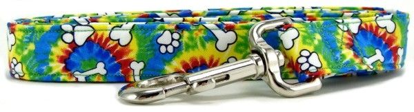Rainbow Tie Dye Bones & Paws Dog Leash (Option: Small)