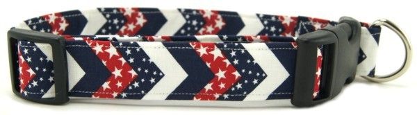 Red White & Blue Chevrons Dog Collar (Option: Small)
