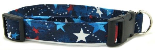Red White & Blue Shooting Stars Dog Collar (Option: Medium)