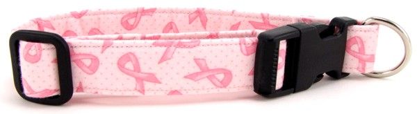 Tossed Pink Ribbon Dog Collar (Option: Small)