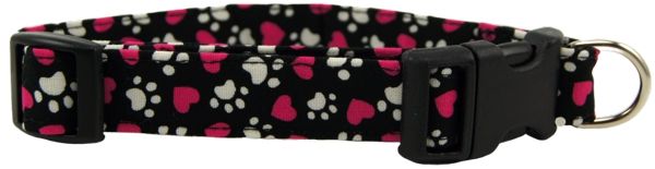 Magenta Hearts and Paws Dog Collar (Option: X-Large)